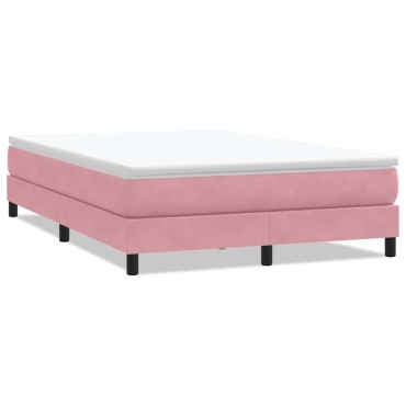 vidaXL Box Spring Κρεβάτι χωρίς στρώμα Ροζ 140x210 cm Βελούδινο