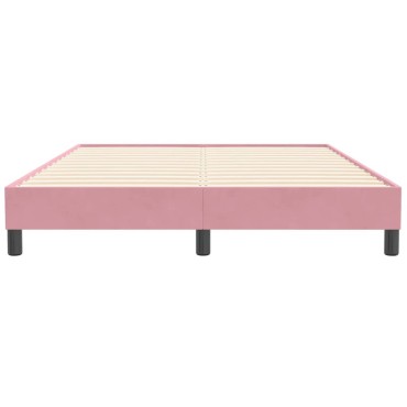 vidaXL Box Spring Κρεβάτι χωρίς στρώμα Ροζ 140x210 cm Βελούδινο