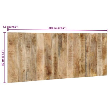 vidaXL κεφαλάρι μασίφ ακατέργαστο ξύλο Mango 200x1,5x80cm