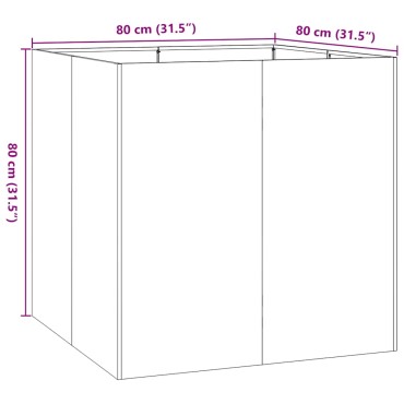 vidaXL Ζαρντινιέρα 80x80x80 εκ. από Γαλβανισμένο Ατσάλι