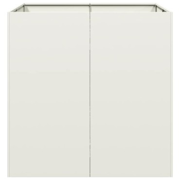 vidaXL Ζαρντινιέρα Λευκή 80x80x80 εκ. από Χάλυβα