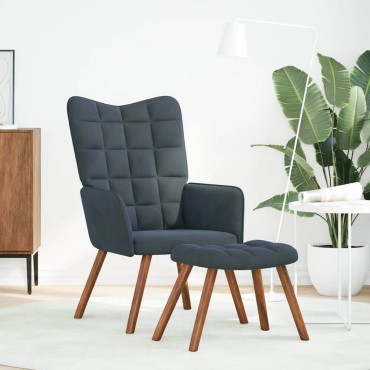 vidaXL Πολυθρόνα Relax Σκούρο Γκρι Βελούδινη με Σκαμπό 61,5x69x95,5cm 1 τεμ.