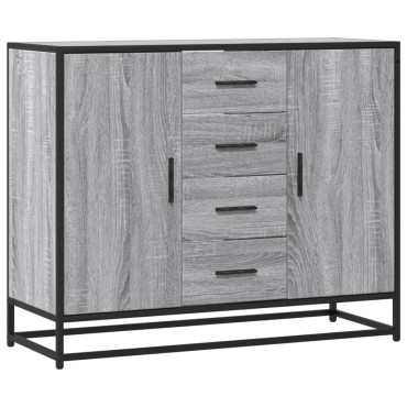 vidaXL Sideboard Γκρι Sonoma 92x35x76cm Ξύλινο μηχανουργικό ξύλο 1 τεμ.
