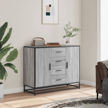 vidaXL Sideboard Γκρι Sonoma 92x35x76cm Ξύλινο μηχανουργικό ξύλο 1 τεμ.
