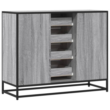 vidaXL Sideboard Γκρι Sonoma 92x35x76cm Ξύλινο μηχανουργικό ξύλο 1 τεμ.