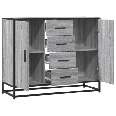 vidaXL Sideboard Γκρι Sonoma 92x35x76cm Ξύλινο μηχανουργικό ξύλο 1 τεμ.