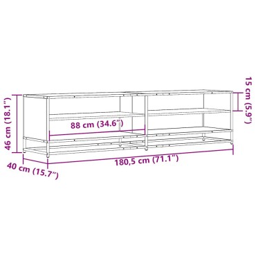 ντουλάπι τηλεόρασης vidaXL Μαύρο 180,5x40x46cm Ξύλινη κατασκευή