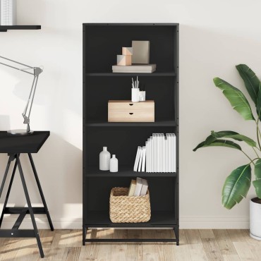 Βιβλιοθήκη vidaXL Μαύρο 60x35x139cm Ξύλινη κατασκευή 1 τεμ.