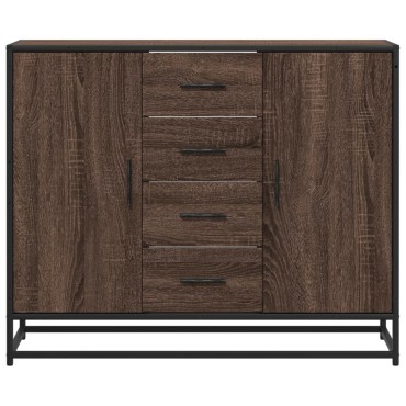 vidaXL Sideboard καφέ δρυς 92x35x76cm Ξύλινο μηχανουργικό ξύλο 1 τεμ.