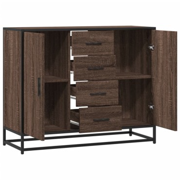 vidaXL Sideboard καφέ δρυς 92x35x76cm Ξύλινο μηχανουργικό ξύλο 1 τεμ.