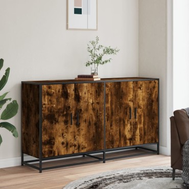 vidaXL Sideboard Καπνιστή δρυς 134x35x76cm Ξύλινη κατασκευή 1 τεμ.