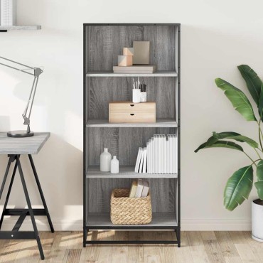 vidaXL Βιβλιοθήκη Γκρι Sonoma 60x35x139cm Ξύλινη κατασκευή 1 τεμ.