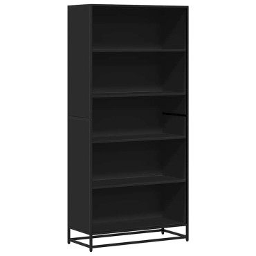 Βιβλιοθήκη vidaXL Μαύρο 80,5x35x170,5cm Ξύλο μηχανικής κατασκευής 1 τεμ.