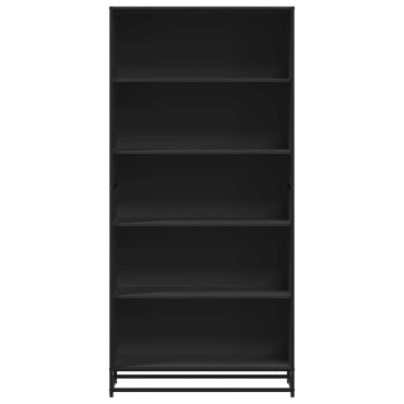 Βιβλιοθήκη vidaXL Μαύρο 80,5x35x170,5cm Ξύλο μηχανικής κατασκευής 1 τεμ.