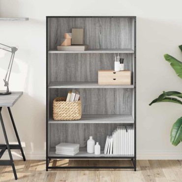 vidaXL Βιβλιοθήκη Γκρι Sonoma 80,5x35x139cm Ξύλινη κατασκευή 1 τεμ.