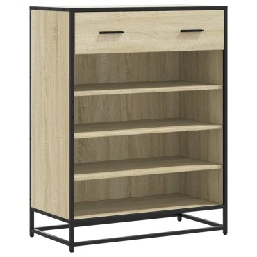 vidaXL Ντουλάπι παπουτσιών Sonoma Oak Κατασκευασμένο ξύλο και μέταλλο 75x38x97,5 cm