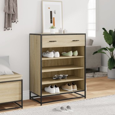 vidaXL Ντουλάπι παπουτσιών Sonoma Oak Κατασκευασμένο ξύλο και μέταλλο 75x38x97,5 cm