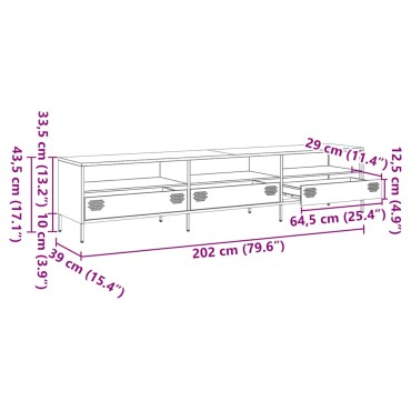 ντουλάπι τηλεόρασης vidaXL Ροζ 202x39x43,5cm Ατσάλι ψυχρής έλασης