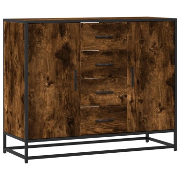 vidaXL Sideboard Καπνιστή δρυς 92x35x76cm Κατασκευασμένο ξύλο 1 τεμ.