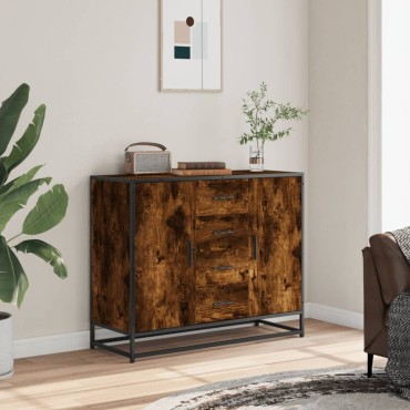 vidaXL Sideboard Καπνιστή δρυς 92x35x76cm Κατασκευασμένο ξύλο 1 τεμ.