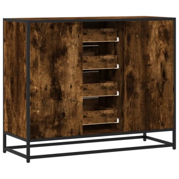 vidaXL Sideboard Καπνιστή δρυς 92x35x76cm Κατασκευασμένο ξύλο 1 τεμ.