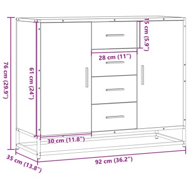 vidaXL Sideboard Καπνιστή δρυς 92x35x76cm Κατασκευασμένο ξύλο 1 τεμ.