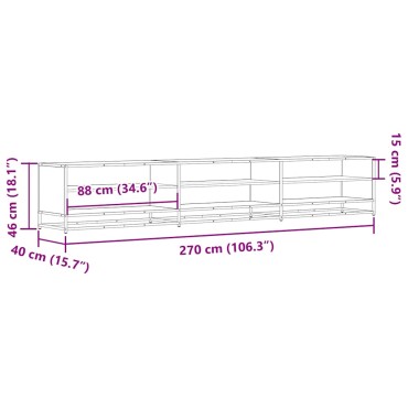 ντουλάπι τηλεόρασης vidaXL Μαύρο 270x40x46cm Κατασκευασμένο ξύλο