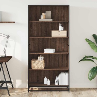 vidaXL Βιβλιοθήκη καφέ δρυς 80,5x35x170,5cm Κατασκευασμένο ξύλο 1 τεμ.