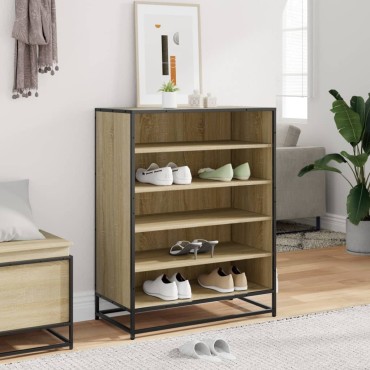 vidaXL Ντουλάπι παπουτσιών Sonoma Oak Κατασκευασμένο ξύλο και μέταλλο 75x38x97,5 cm