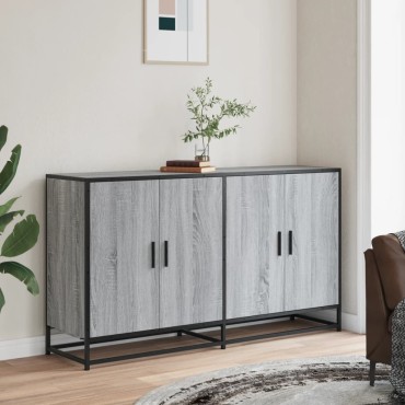 vidaXL Sideboard Grey Sonoma 134x35x76cm Ξύλινο μηχανουργικό ξύλο 1 τεμ.
