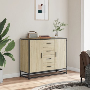 vidaXL Sideboard Sonoma Oak 92x35x76cm Κατασκευασμένο ξύλο 1 τεμ.