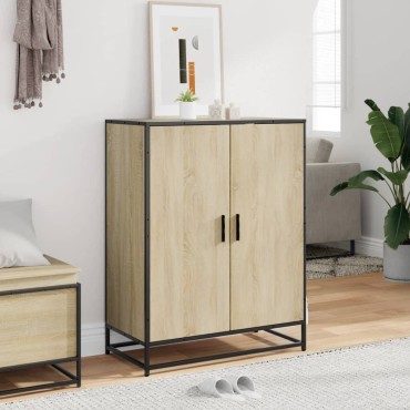 vidaXL Ντουλάπι παπουτσιών Sonoma Oak Κατασκευασμένο ξύλο και μέταλλο 75x38x97,5 cm