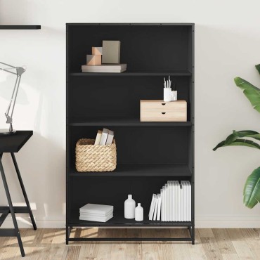 vidaXL Βιβλιοθήκη Μαύρο 80,5x35x139cm Ξύλινη κατασκευή 1 τεμ.