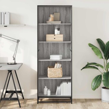vidaXL Βιβλιοθήκη Γκρι Sonoma 60x35x170,5cm Ξύλινη κατασκευή 1 τεμ.