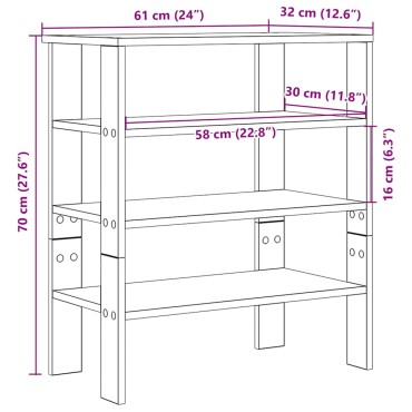 vidaXL Ράφι παπουτσιών καφέ δρυς 61x32x70cm Κατασκευασμένο ξύλο