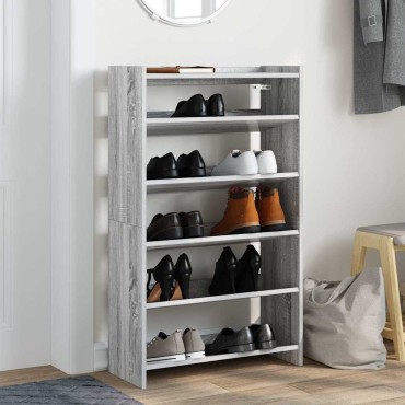 Ράφι παπουτσιών vidaXL Γκρι Sonoma 60x25x100cm Κατασκευασμένο ξύλο