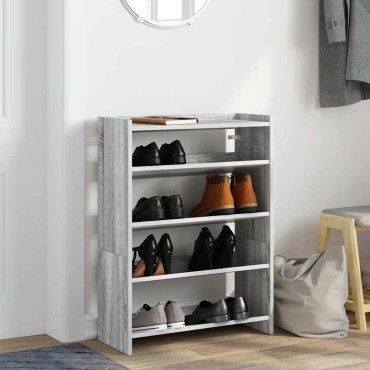 Ράφι παπουτσιών vidaXL Γκρι Sonoma 60x25x81cm Κατασκευασμένο ξύλο