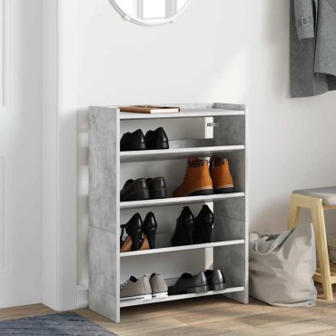 Ράφι παπουτσιών vidaXL Γκρι μπετόν 60x25x81cm Κατασκευασμένο ξύλο