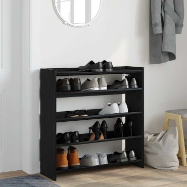 Ράφι παπουτσιών vidaXL Μαύρο 80x25x81cm Κατασκευασμένο ξύλο
