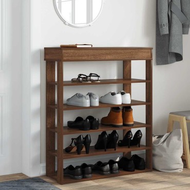 vidaXL Ράφι παπουτσιών καφέ δρυς 80x30x98cm Κατασκευασμένο ξύλο