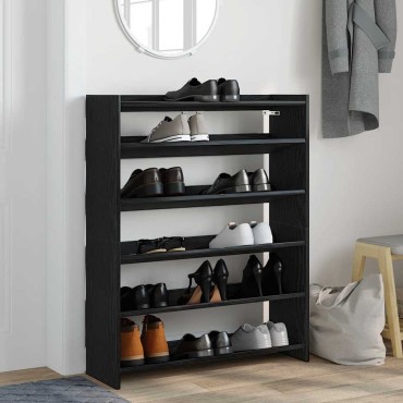 Ράφι παπουτσιών vidaXL Μαύρο 80x25x100cm Κατασκευασμένο ξύλο