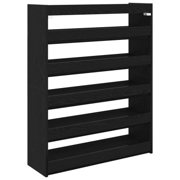 Ράφι παπουτσιών vidaXL Μαύρο 80x25x100cm Κατασκευασμένο ξύλο