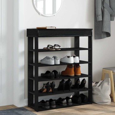 Ράφι παπουτσιών vidaXL Μαύρο 80x30x98cm Κατασκευασμένο ξύλο