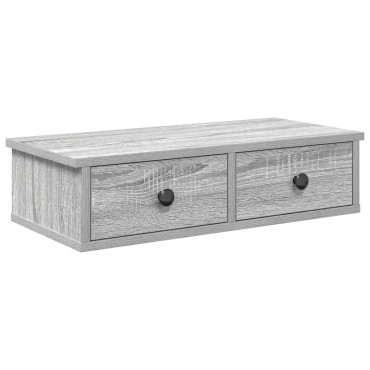 vidaXL Ράφι τοίχου με συρτάρια Grey Sonoma Κατασκευασμένο ξύλο 60x28x15 cm 1 τεμ.
