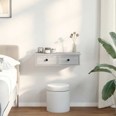 vidaXL Ράφι τοίχου με συρτάρια Grey Sonoma Κατασκευασμένο ξύλο 60x28x15 cm 1 τεμ.