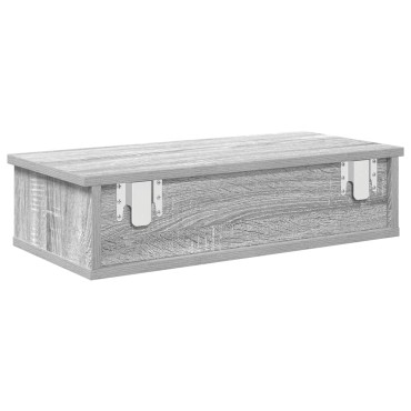 vidaXL Ράφι τοίχου με συρτάρια Grey Sonoma Κατασκευασμένο ξύλο 60x28x15 cm 1 τεμ.