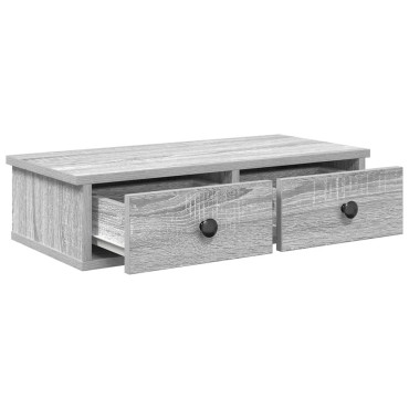 vidaXL Ράφι τοίχου με συρτάρια Grey Sonoma Κατασκευασμένο ξύλο 60x28x15 cm 1 τεμ.