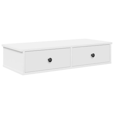 vidaXL Ράφι τοίχου με συρτάρια Λευκό 80x34x17cm Κατασκευασμένο ξύλο 1 τεμ.