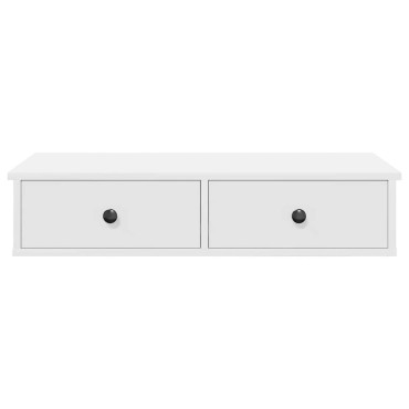 vidaXL Ράφι τοίχου με συρτάρια Λευκό 80x34x17cm Κατασκευασμένο ξύλο 1 τεμ.