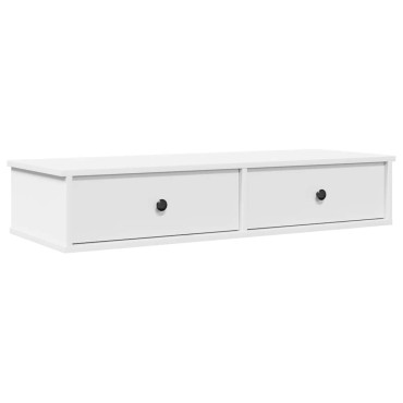 vidaXL Ράφι τοίχου με συρτάρια Λευκό 100x37,5x19cm Ξύλινη κατασκευή 1 τεμ.